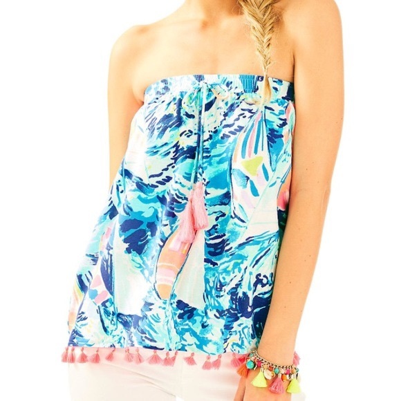 Lilly Pulitzer Tops - Nwt Lilly Palma tube top with tassels